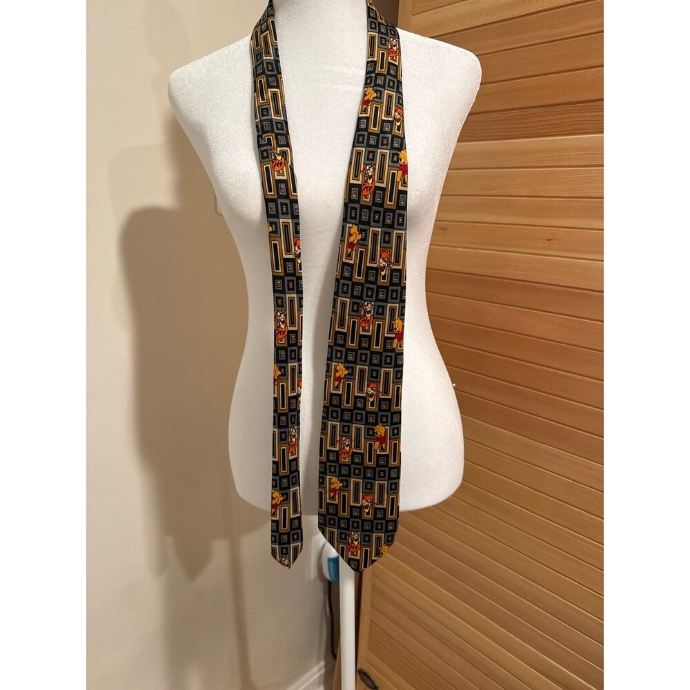 Disney Winnie The Pooh Tigger Squares Rectangles Cartoon Novelty Necktie